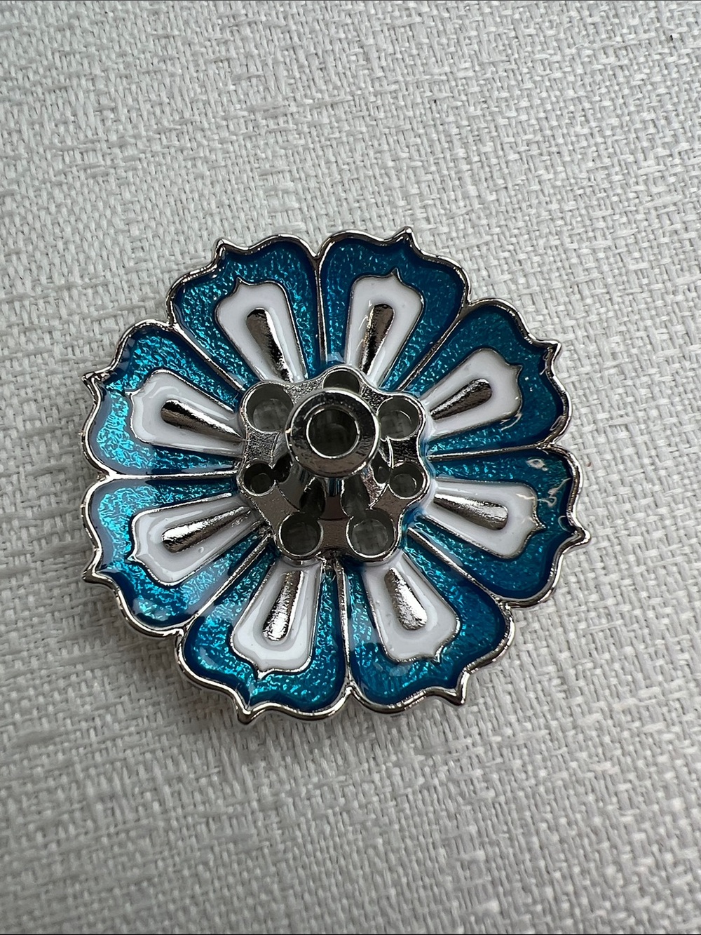 Incense holder blue with white and silver
